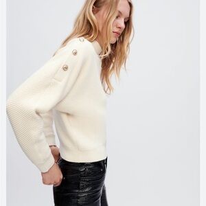 Maje Cream Button-Detail Women's Sweater